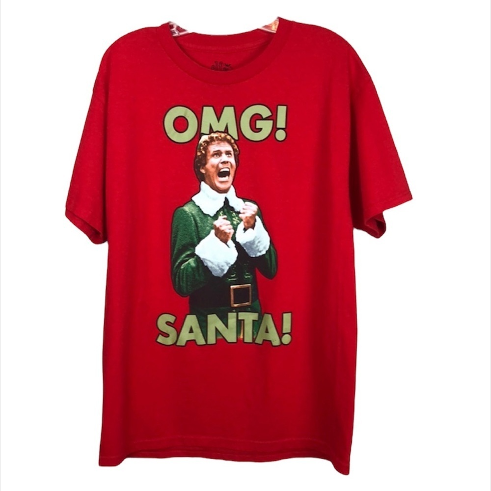 Elf The Movie Red OMG! Santa! T-Shirt Size Large